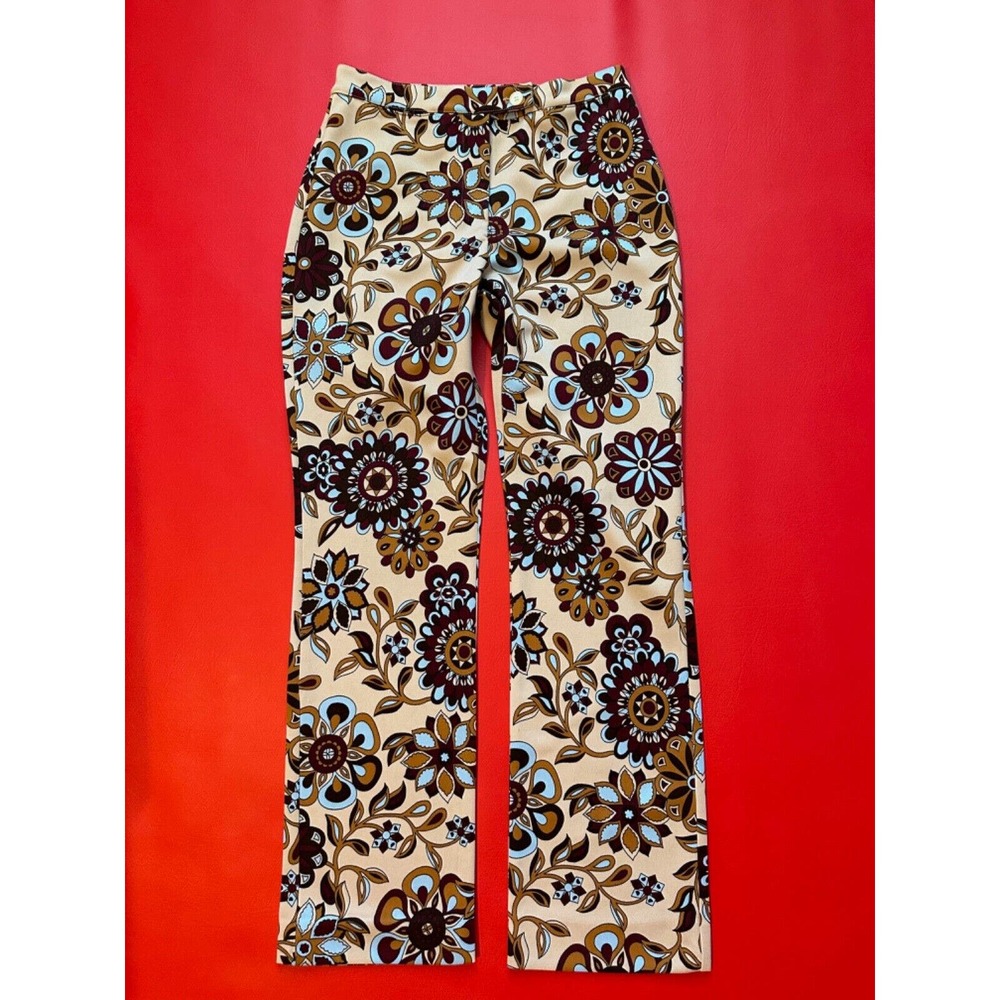 Vintage Dolce & Gabbana Madly Mod Brown Blue Tan Floral Pants Waist 27 Inch